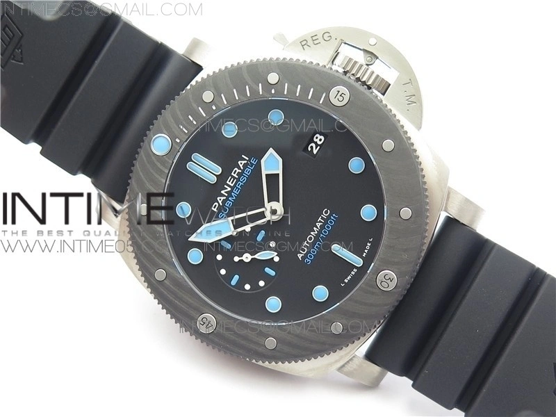 PAM799 Titanium VSF Best Edition Carbotech Bezel Black Dial on Rubber Strap P.9010 Clone